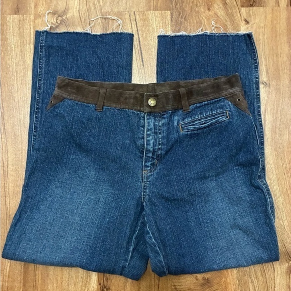 VTG Lauren Jeans Co. Ralph Lauren Suede Waistband Raw Hem Jeans - Size 8